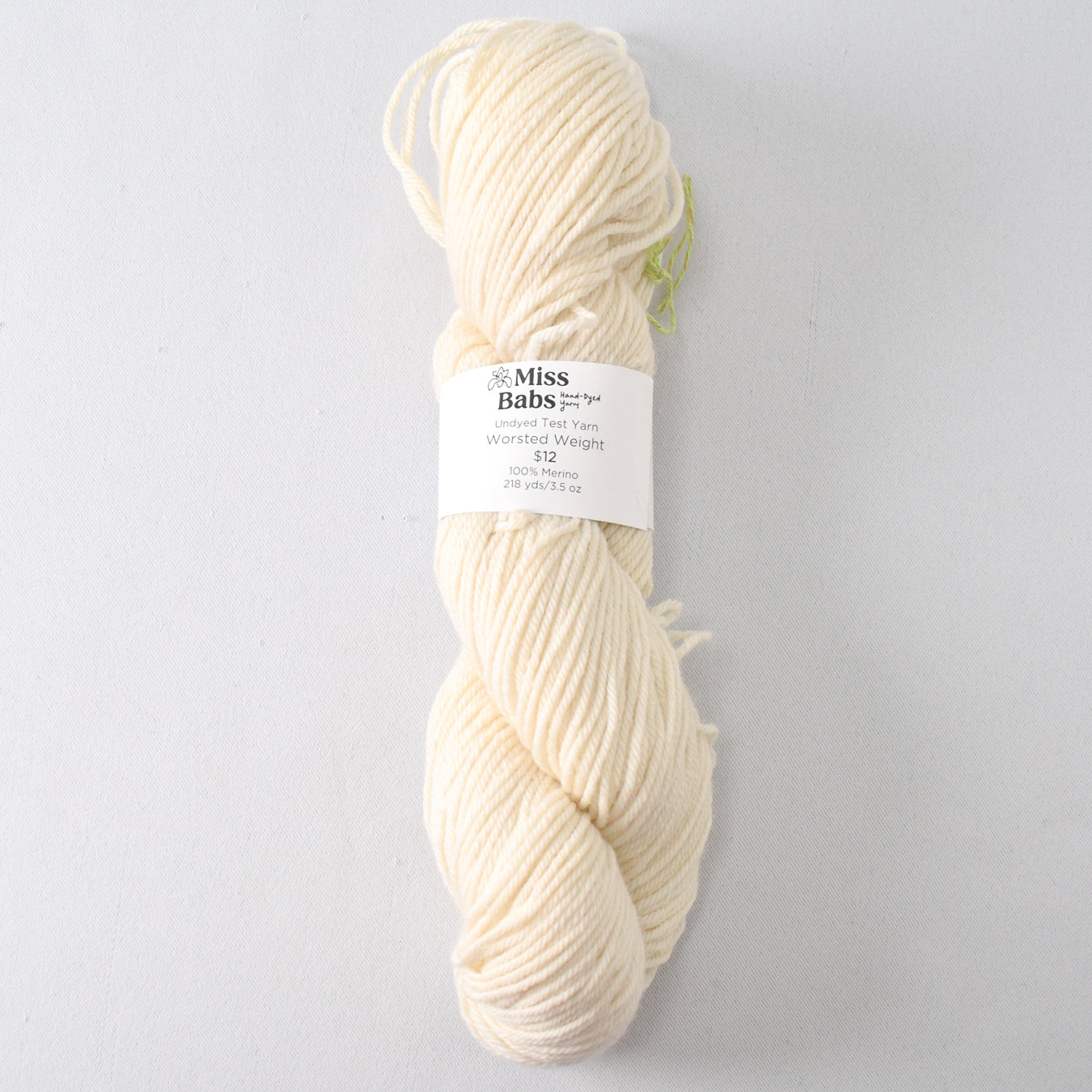 Worsted Weight, 100% Merino. 218 Yd/3.5oz. - Miss Babs Undyed Test Yarn