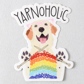 Yarnoholic Dog Knitting Rainbow Vinyl Sticker - Miss Babs Notions