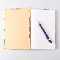 Large Handmade Journal with Yellow, Red, and Green Marbled Cover