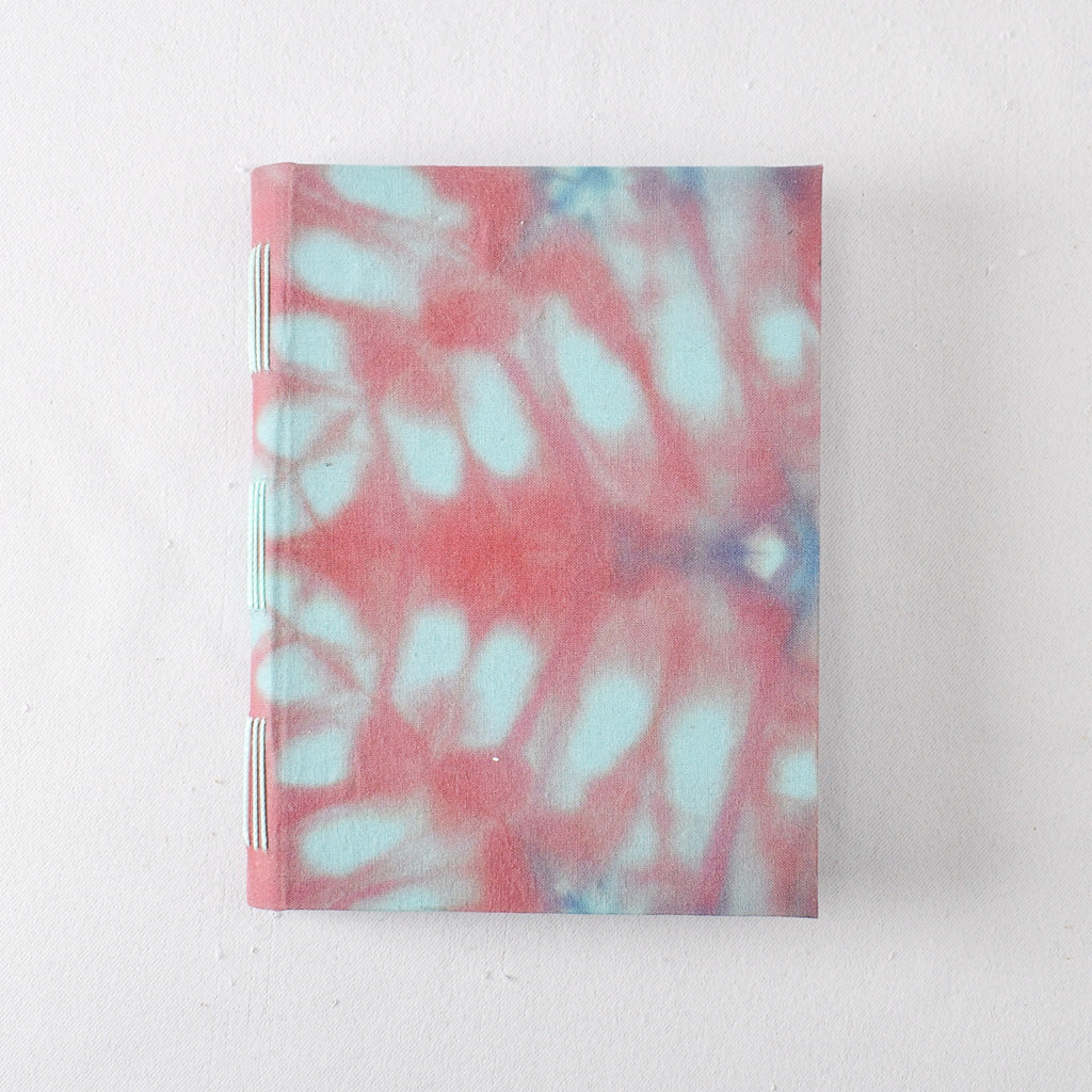 Medium Handmade Journal with Red and Blue Hand Dyed Cover