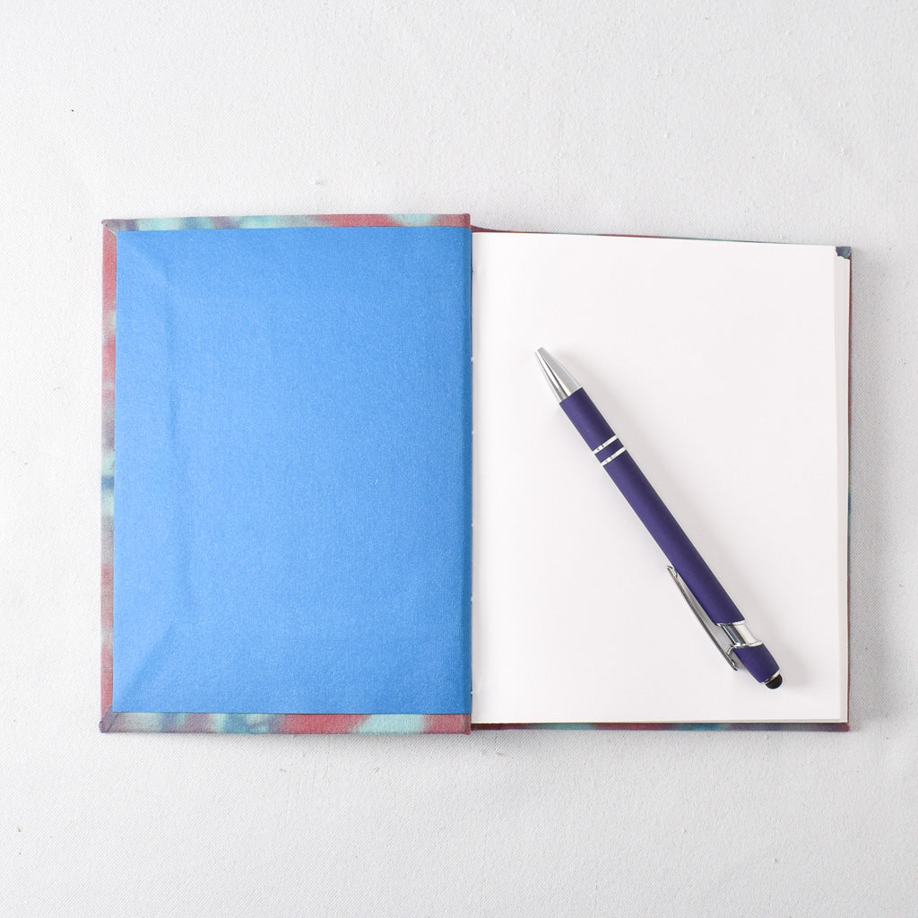 Medium Handmade Journal with Red and Blue Hand Dyed Cover