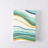 Medium Handmade Journal with Green, Gold, White, and Glitter Hand Painted Cover