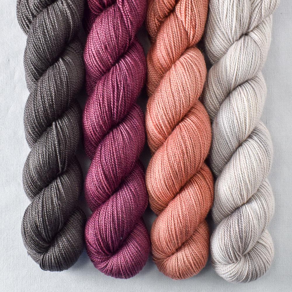 Amaranth, Dark Adobe, Dark Pegasus, Lace Murex - Miss Babs Yummy 2-Ply Quartet