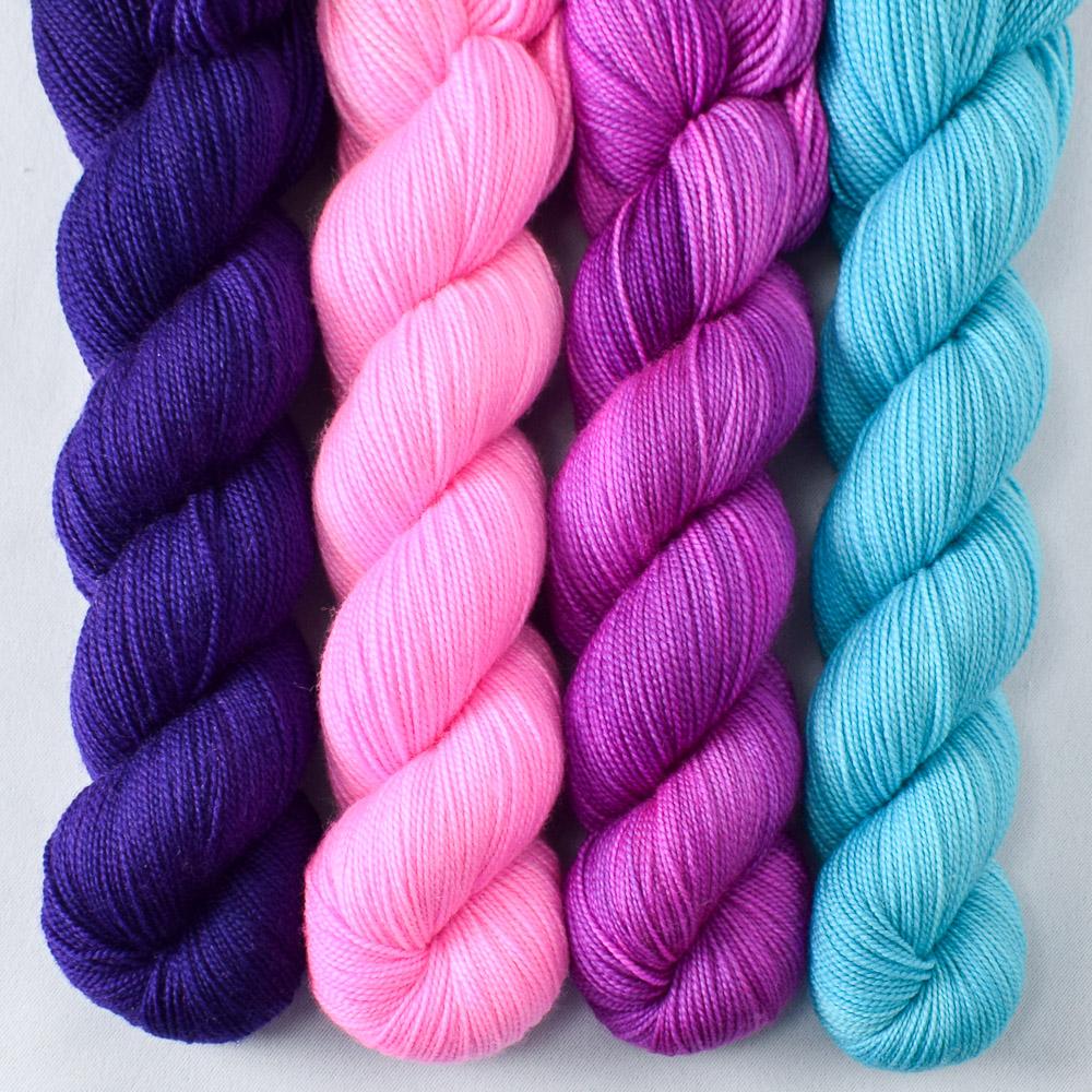 Amethyst, Cosmic Dust, Impatiens, Spangle - Miss Babs Yummy 2-Ply Quartet