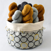 Asa Bucket Bag, Gold Circles Edition -- Gray - Miss Babs Notions