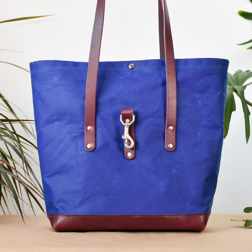 Cobalt with Winter Ferns Bag No. 3 - The Everywhere Bag