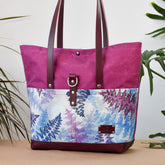 Deep Fuchsia with Winter Ferns Bag No. 3 - The Everywhere Bag