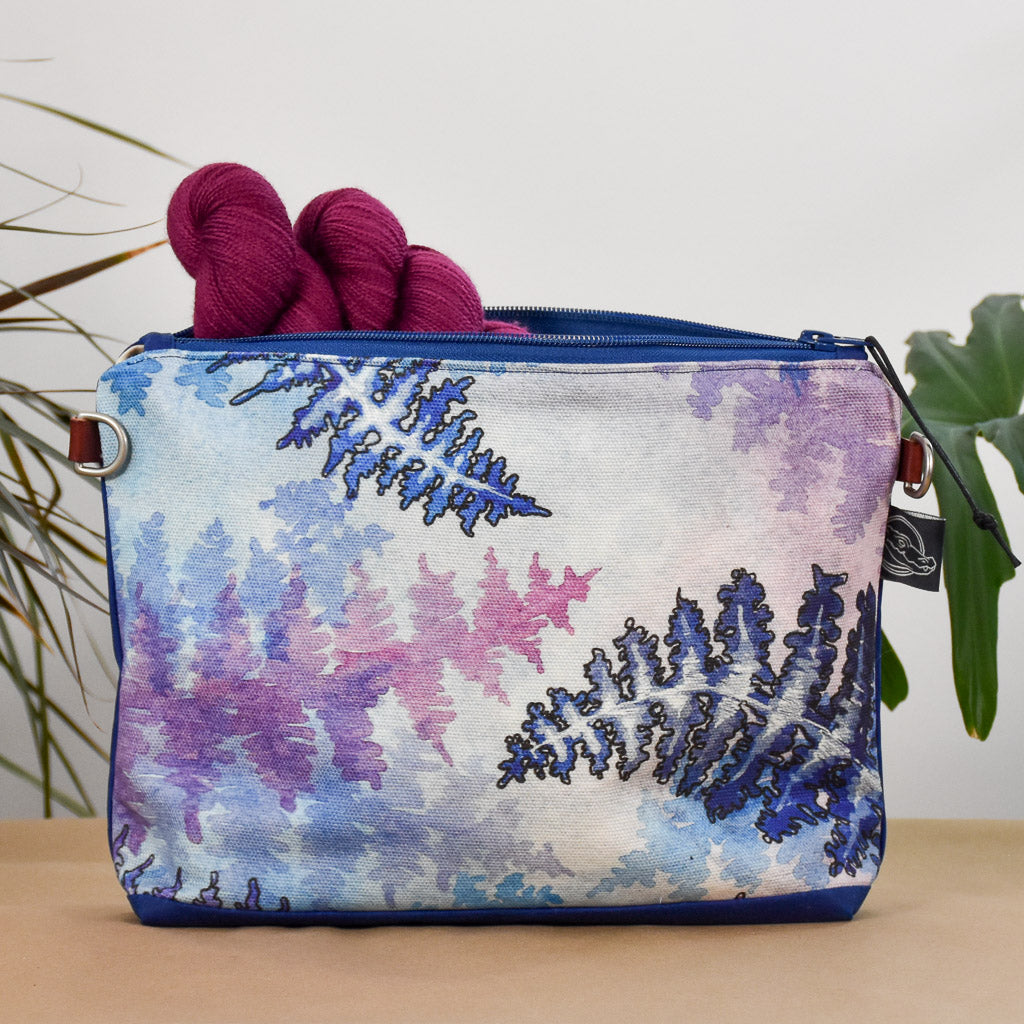 Cobalt with Winter Ferns Bag No. 6 - The Medium Zip Project Bag