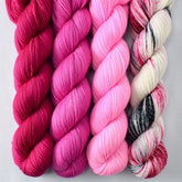 BFF, Bouncy Castle, Cosmic Dust, Dark Cassiopeia - Miss Babs Yummy 2-Ply and Estrellita Quartet