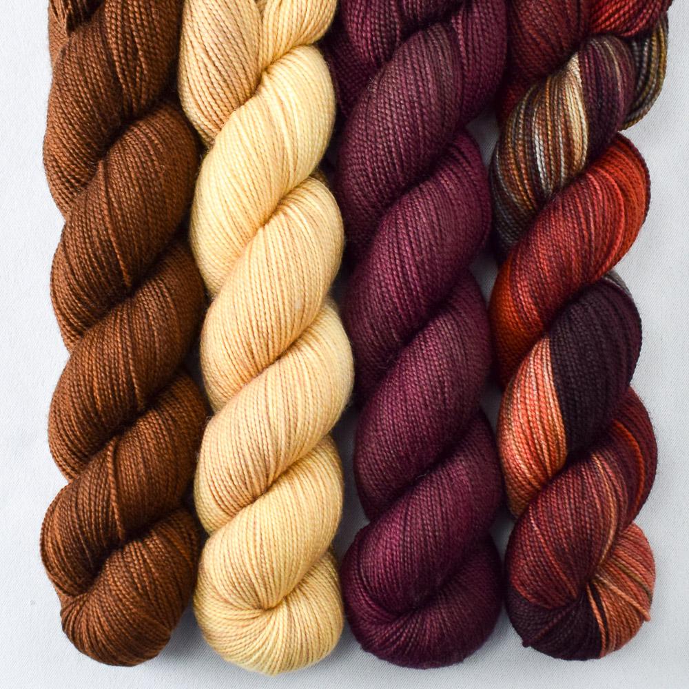 Bittersweet Chocolate, Mahogany, Sandy Cove, Volcanic Eruption - Miss Babs Yummy 2-Ply Quartet