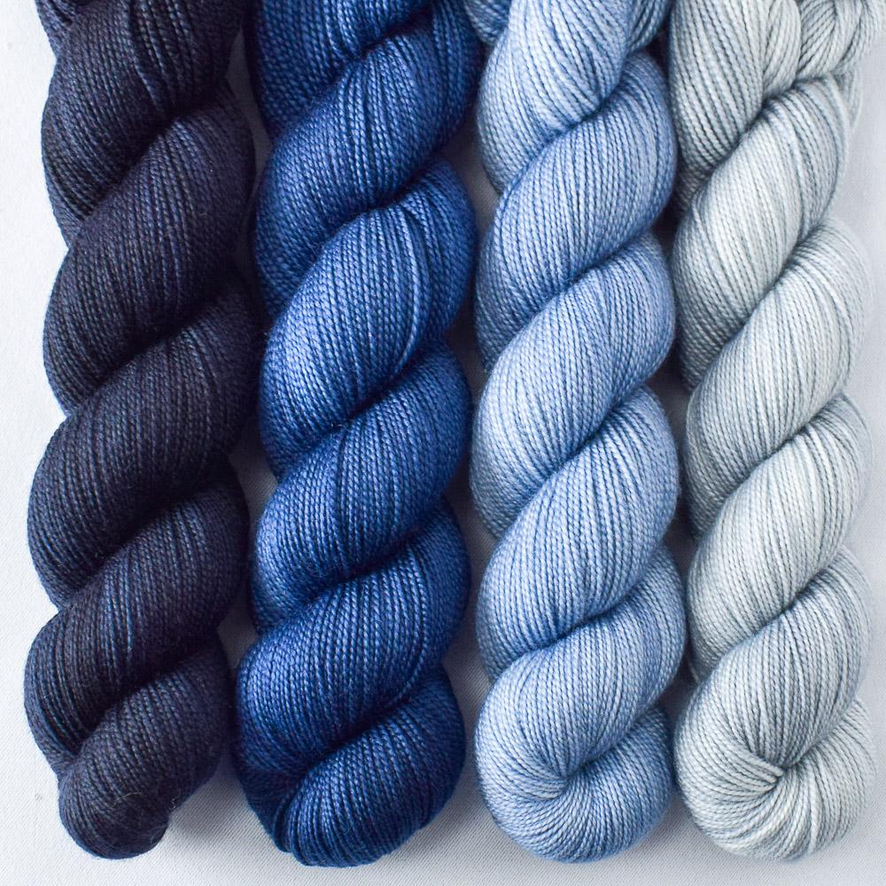 Blackbird, Denim, Puff of Smoke, Stonewashed - Miss Babs Yummy 2-Ply Quartet