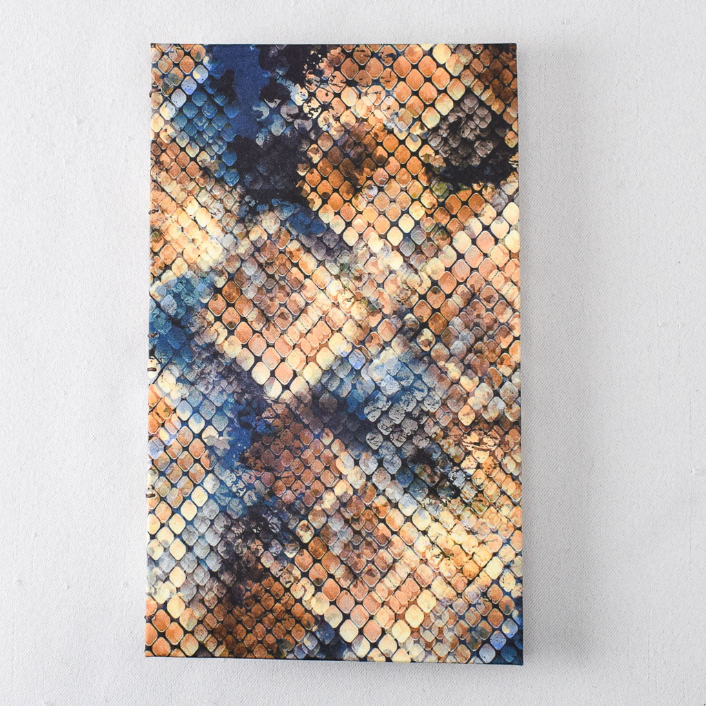 Large Handmade Journal with Blue and Gold Patterned Cover