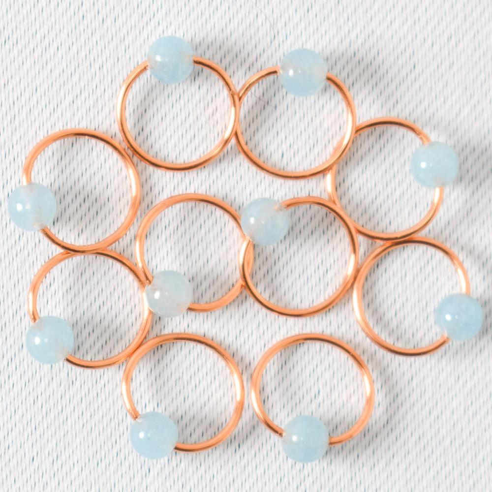 Blue Sponge Quartz Stitch Markers - Miss Babs Stitch Markers