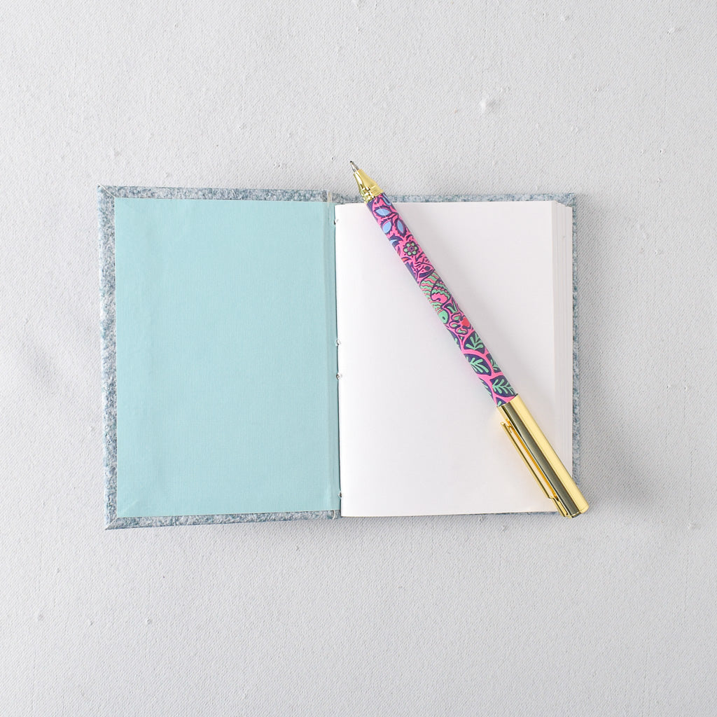 Pocket Handmade Journal with Blue Textured Cover