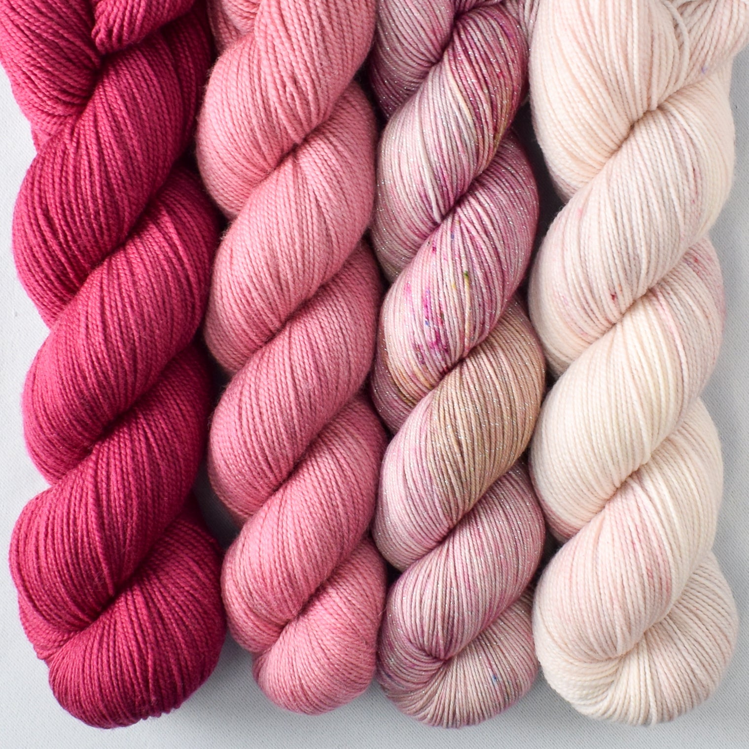 Blusher, Embellish, Gibson Girl, Zinfandel - Miss Babs Yummy 2-Ply and Estrellita Quartet