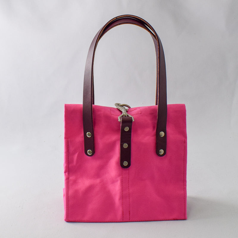 Bright Pink Bag No. 2 with Burgundy Leather - On the Go Bag