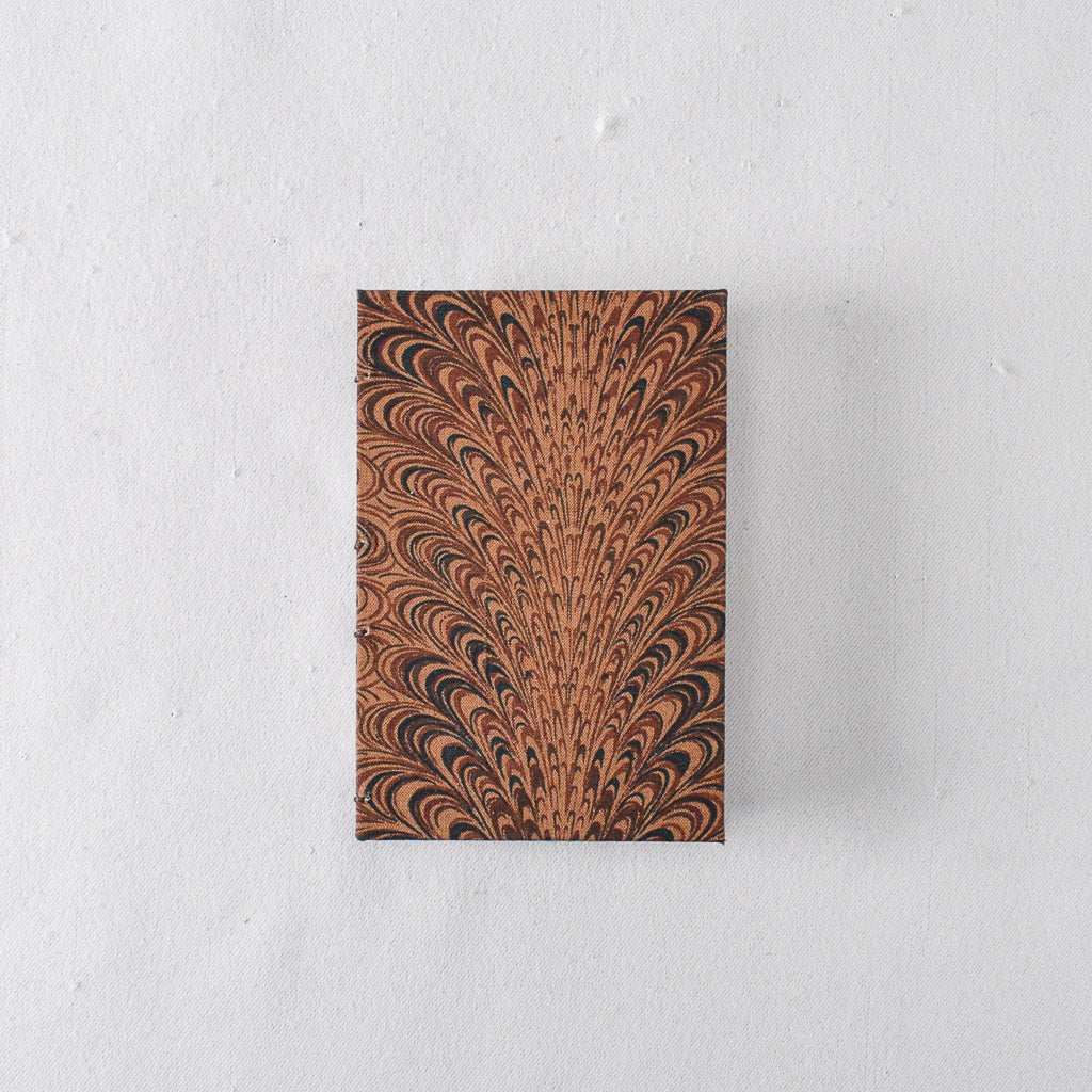 Pocket Handmade Journal with Brown Marble Print Cover