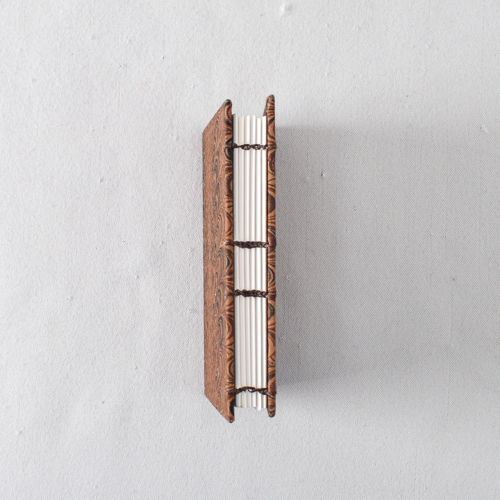 Pocket Handmade Journal with Brown Marble Print Cover