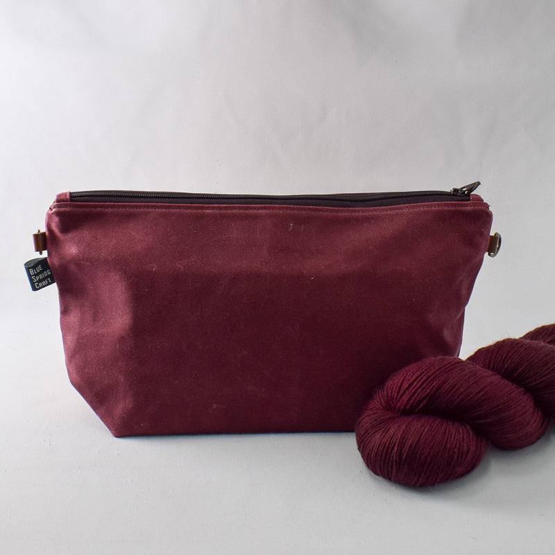 Burgundy with Sweetgum Leaves Bag No. 5 - The Large Zip Project Bag