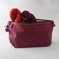 Burgundy with Sweetgum Leaves Bag No. 5 - The Large Zip Project Bag
