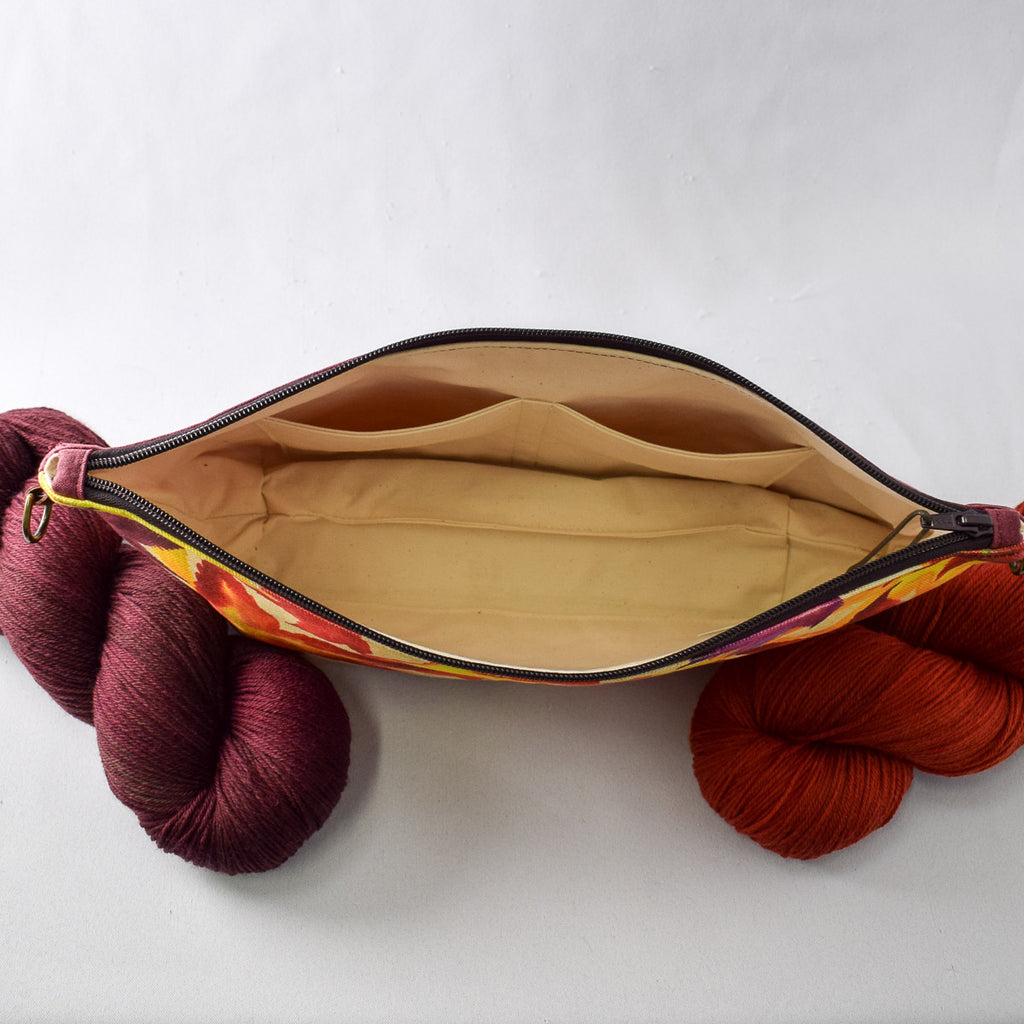 Burgundy with Sweetgum Leaves Bag No. 5 - The Large Zip Project Bag