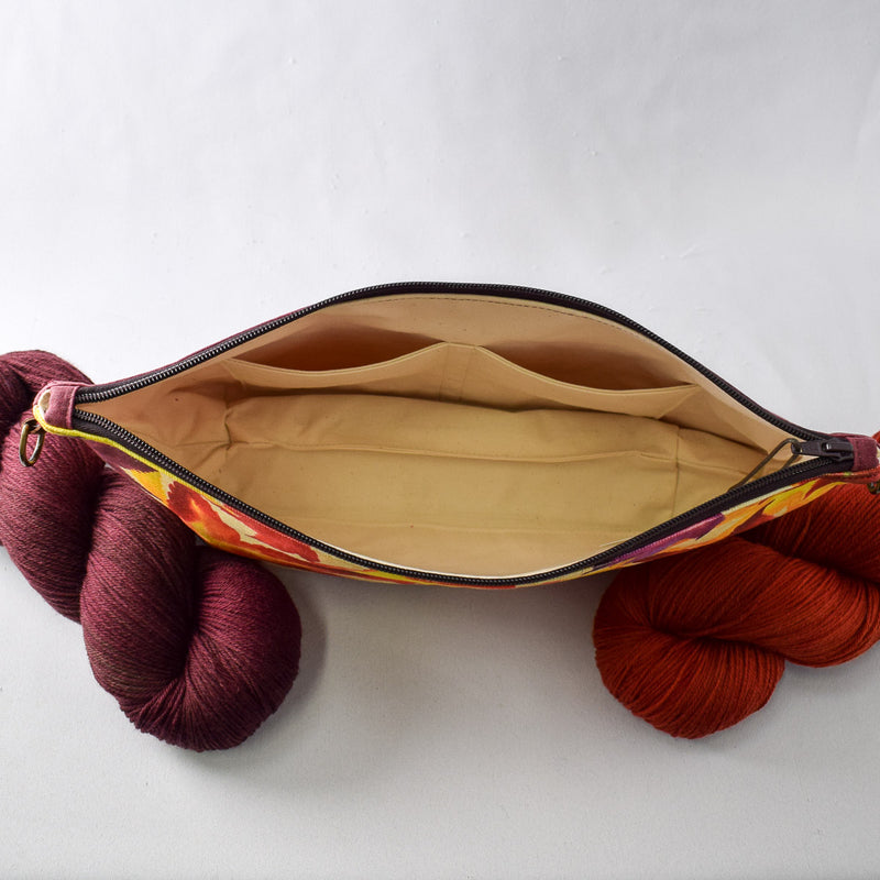 Burgundy with Sweetgum Leaves Bag No. 5 - The Large Zip Project Bag