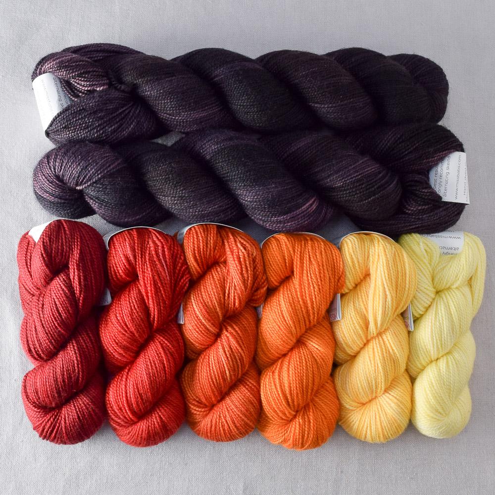 Celestial Explosion Gradient Set and Interstellar Yummy 2-Ply - Shawl Set