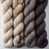Coastal Fog, Rock Sparrow, Field Mouse, Dark Pegasus - Miss Babs Yummy 2-Ply Quartet