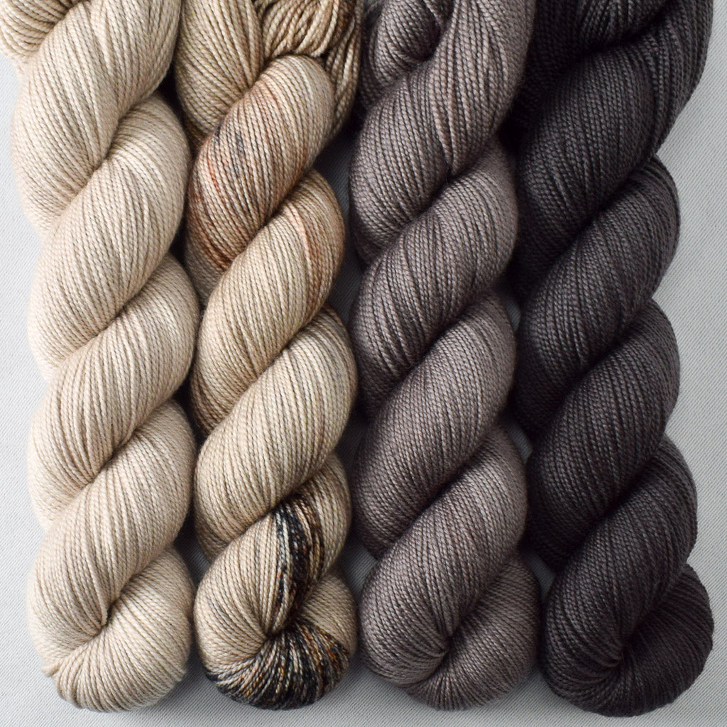 Coastal Fog, Rock Sparrow, Field Mouse, Dark Pegasus - Miss Babs Yummy 2-Ply Quartet