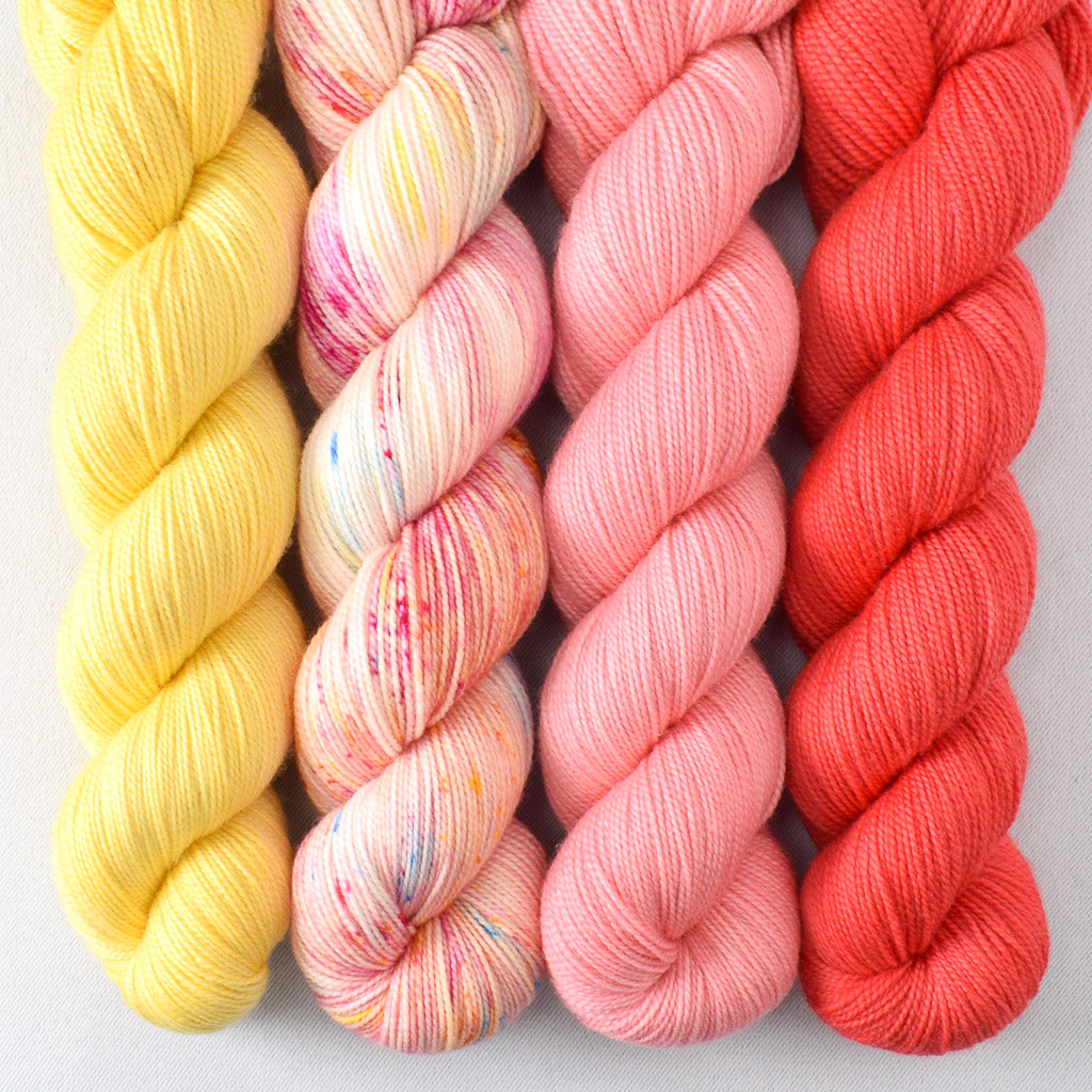 Coral, Hitchhikers Birthday, Rhodochrosite, Sunny - Miss Babs Yummy 2-Ply Quartet