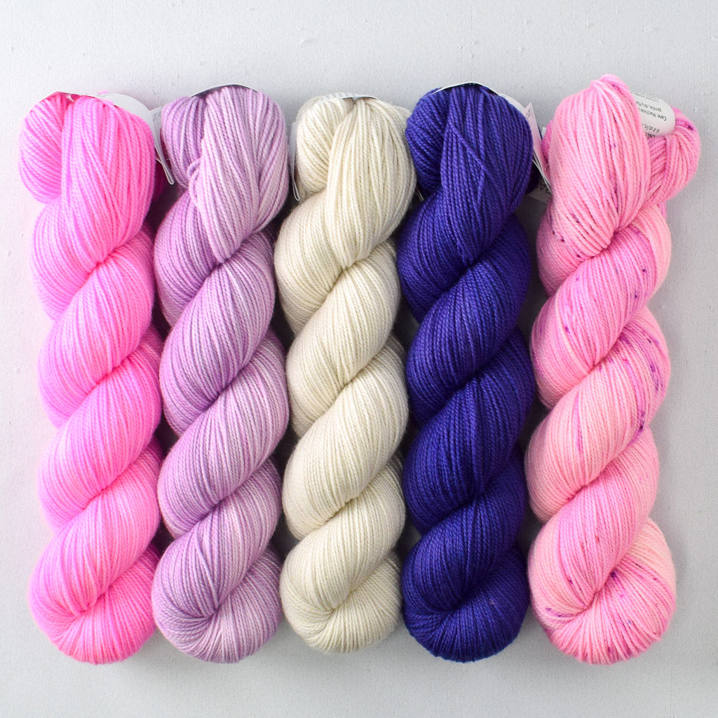 Cosmic Dust, Picture Perfect, Plover, Clematis, Sweet Surrender - Miss Babs Aurora Cabin Shawl Set