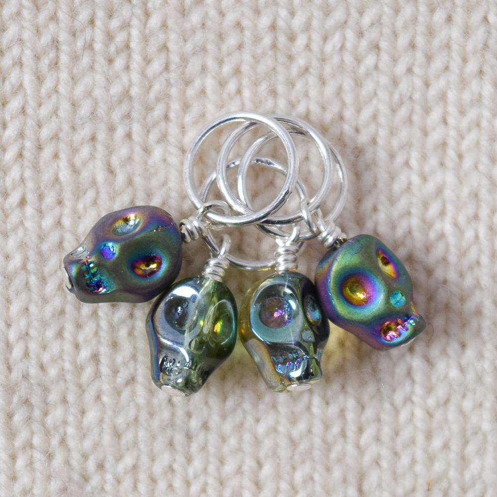 Crystal Skull Green - Miss Babs Stitch Markers