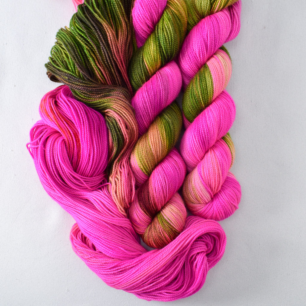 Dark Drunken Watermelon - Miss Babs Yummy 2-Ply superwash Merino wool yarn