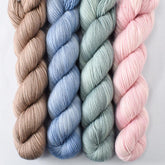 Dark Parchment, Oak Moss, Stonewashed, Sugar - Miss Babs Yummy 2-Ply Quartet