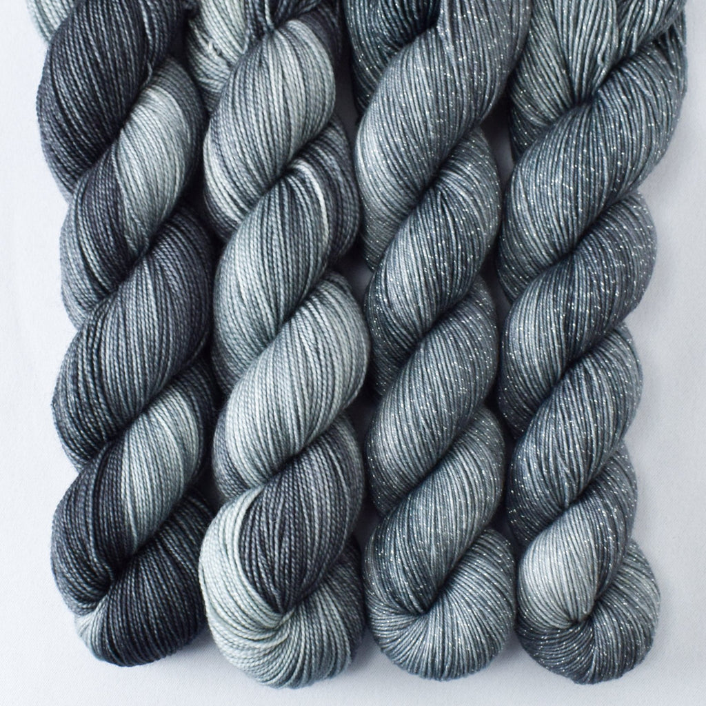 Death Star Set - Miss Babs Estrellita fingering weight superwash merino and Lurex yarn