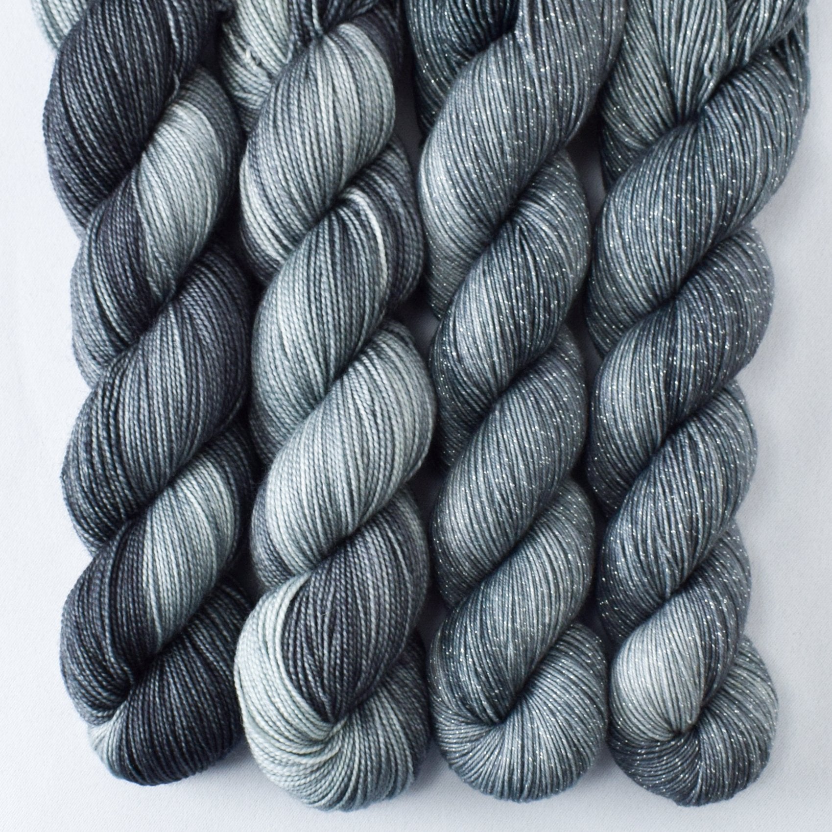 Death Star Set - Miss Babs Estrellita fingering weight superwash merino and Lurex yarn