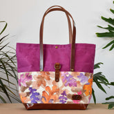Deep Fuchsia with Oak Leaves Bag No. 3 - The Everywhere Bag