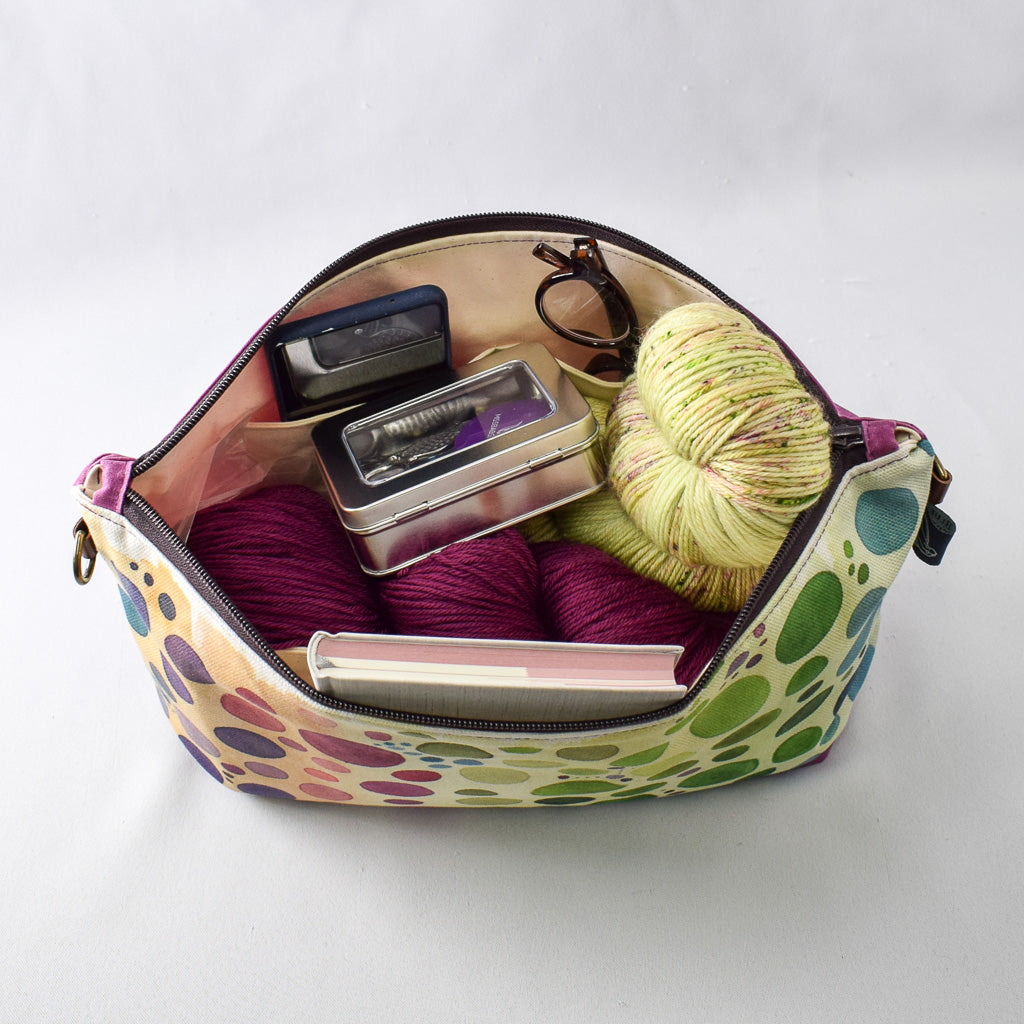 Deep Fuchsia with Multi Bubbles Bag No. 5 - The Large Zip Project Bag