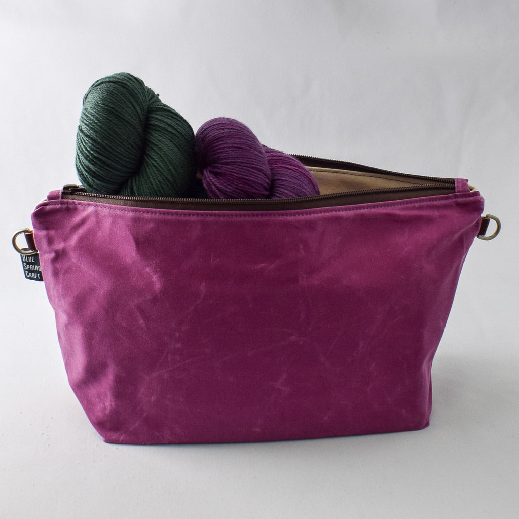 Deep Fuchsia with Purple Bubbles Bag No. 5 - The Large Zip Project Bag