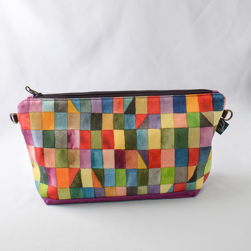 Deep Fuchsia with Rectangles Bag No. 5 - The Large Zip Project Bag