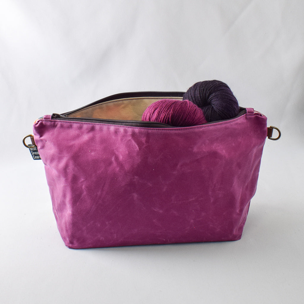 Deep Fuchsia with Rectangles Bag No. 5 - The Large Zip Project Bag