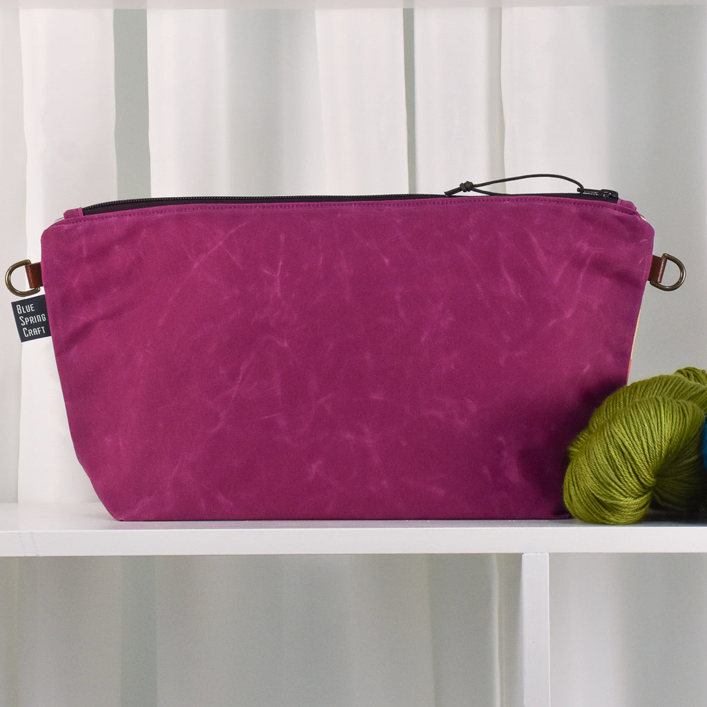 Deep Fuchsia with Rectangles Bag No. 5 - The Large Zip Project Bag