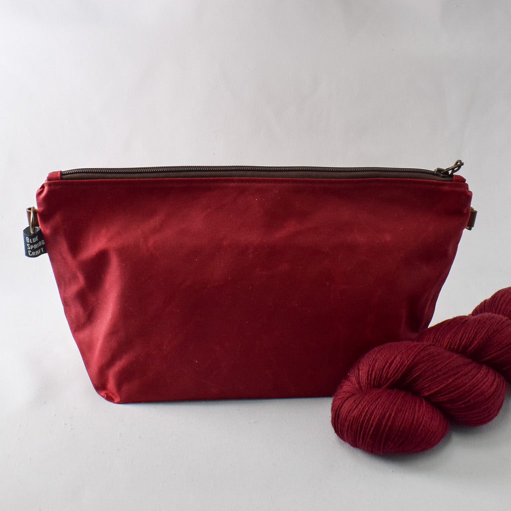Deep Red with Sweetgum Leaves Bag No. 5 - The Large Zip Project Bag