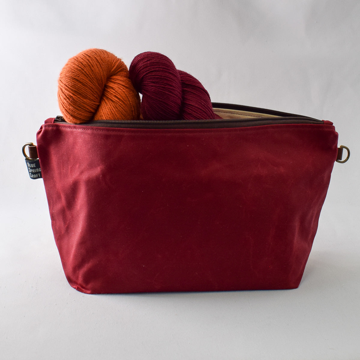 Deep Red with Sweetgum Leaves Bag No. 5 - The Large Zip Project Bag