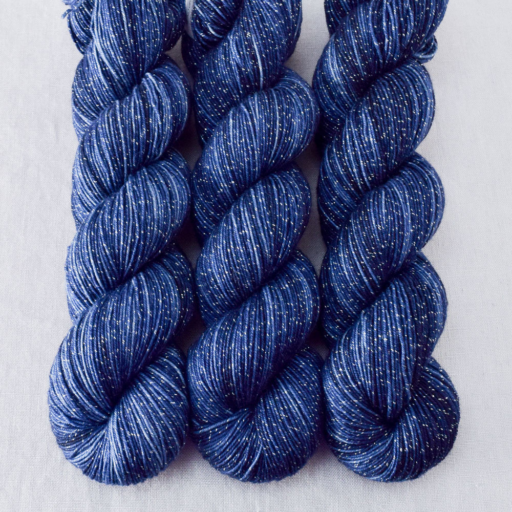 Denim - Miss Babs Estrellita fingering weight superwash merino and Lurex yarn