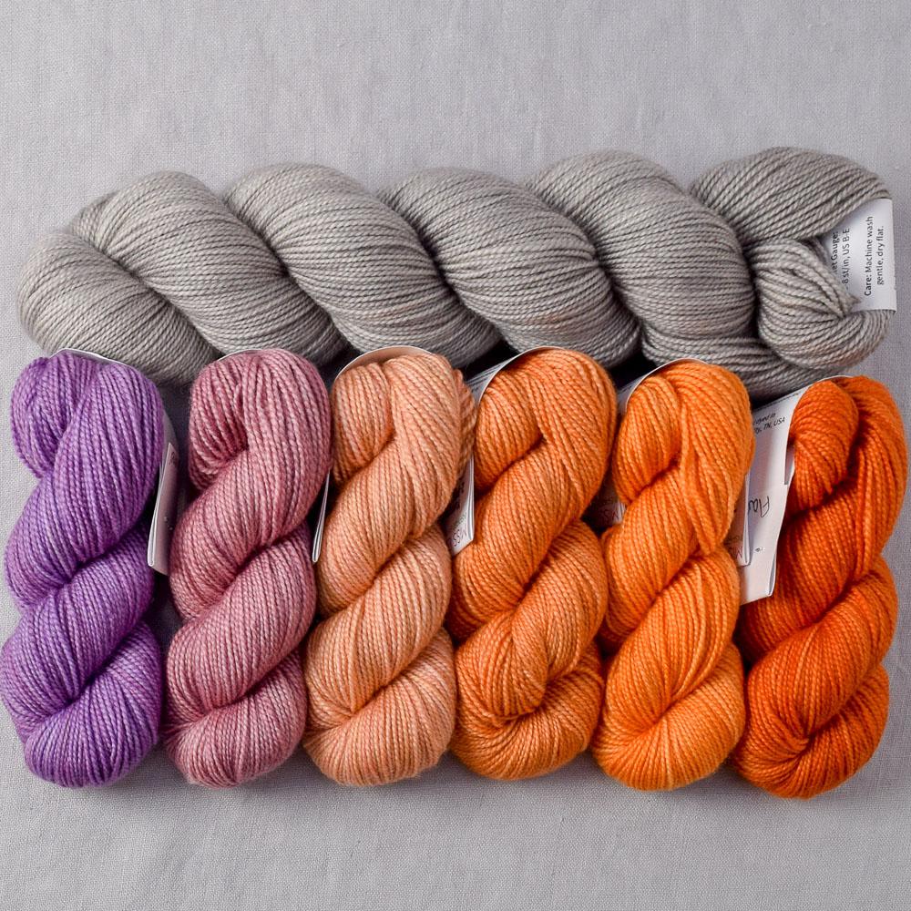 First Rays Gradient and Fleur de Sel Yummy 2-Ply - Shawl Set