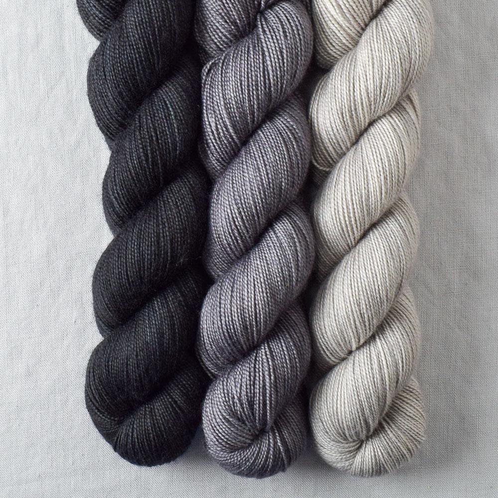 Fleur de Sel, Obsidian, Oxidized Sliver - Miss Babs Yummy 2-Ply Trio