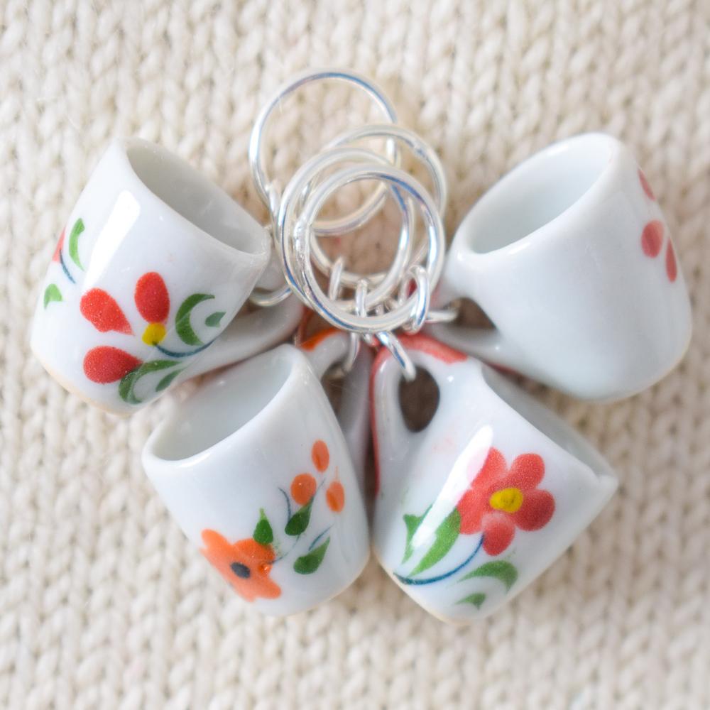 Floral Teacup Stitch Markers - Miss Babs Stitch Markers