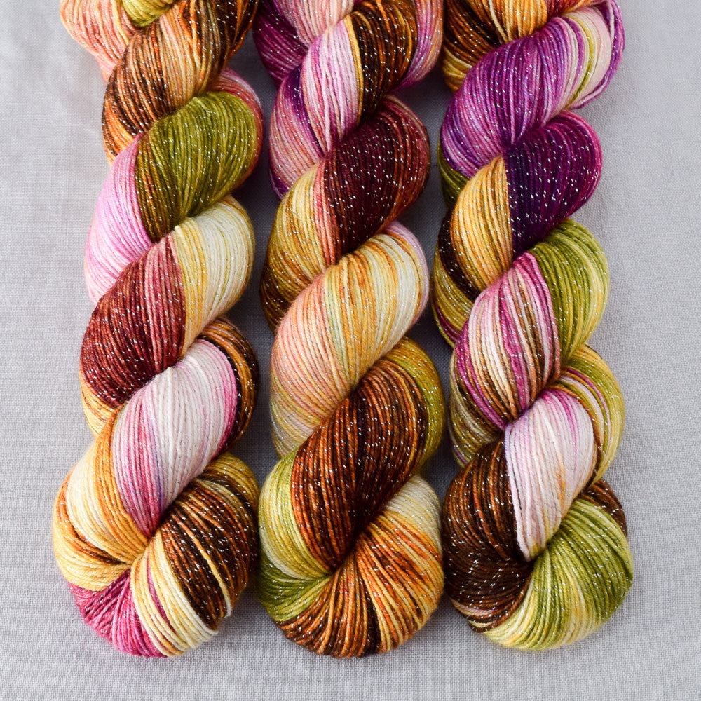 Garden Party - Miss Babs Estrellita fingering weight superwash merino and Lurex yarn