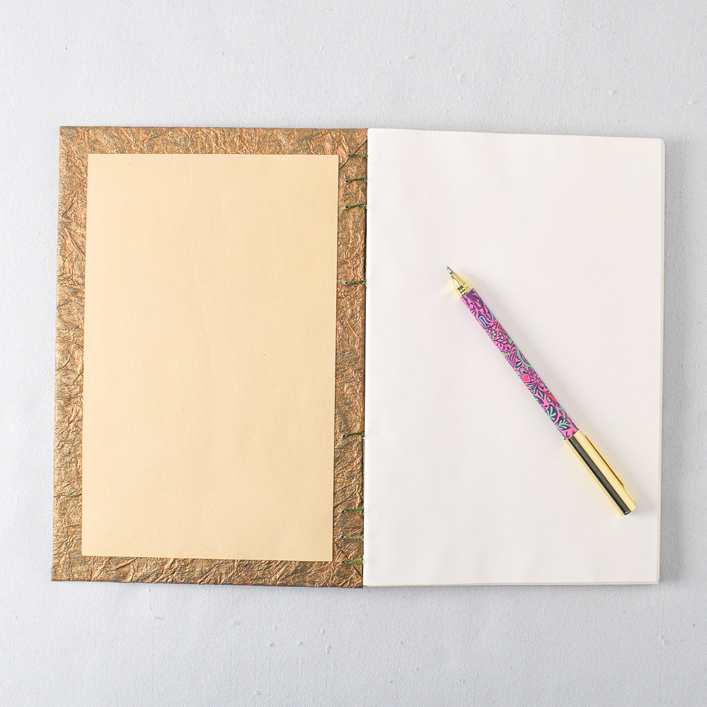Large Handmade Journal with Gold Textured Cover
